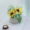 Artificial Flowers Kit with Pot, Combination of Fake Silk Sunflowers and Greenery,Small Plant Potted Decor for Offices,Bookshelf,Bedroom, Living Room,Party,Wedding Decorations…
